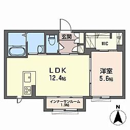 アリスティオ　モトマチ 2階1LDKの間取り
