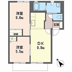 ルミエールC 2DKの間取図画像