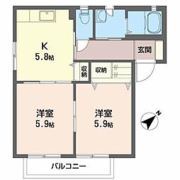 ルミエールB 2Kの間取図画像