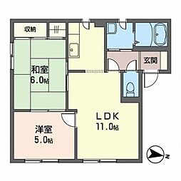 アークヒルズS1 2LDKの間取図画像