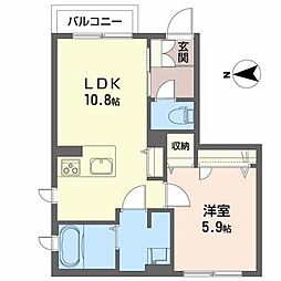 ミルフィーユ 1LDKの間取図画像