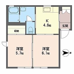 グランメール 2Kの間取図画像