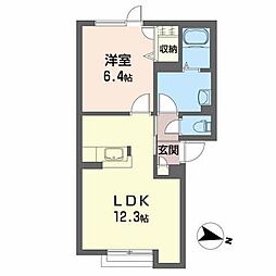 シャーメゾンメイＡ 2階1LDKの間取り
