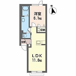 ラブリーハイツ 1階1LDKの間取り