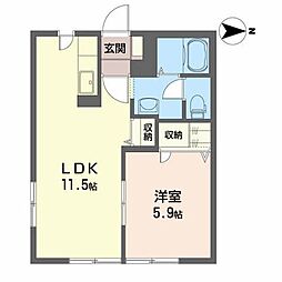 メゾンアマ−ニ 1階1LDKの間取り