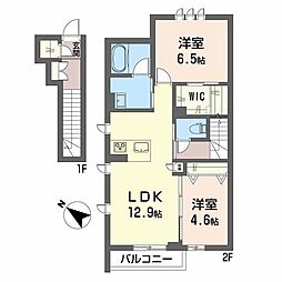 シティプラザ代官町　Ｅ 2階2LDKの間取り