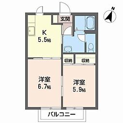 フレグランス川口D 2Kの間取図画像