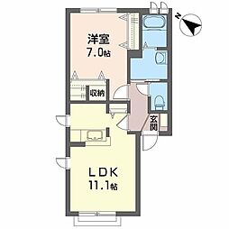 シャーメゾンＭ’ｓ　Ｂ 1階1LDKの間取り