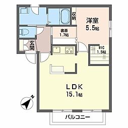 グランドールタモリ　Ａ 2階1LDKの間取り