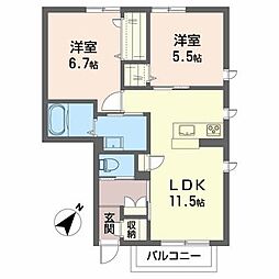 シャーメゾンゴッド 2LDKの間取図画像