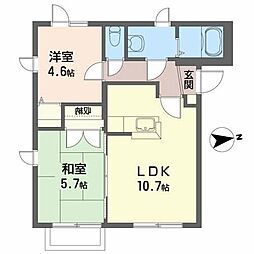 キャップ類家 2LDKの間取図画像