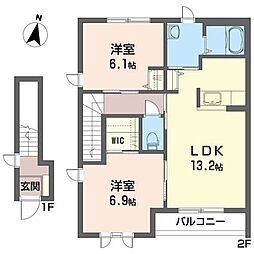 フレンドホープU 2LDKの間取図画像
