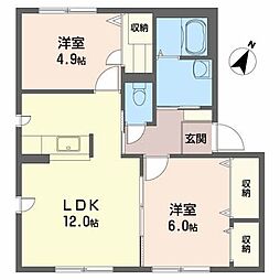 ストウハイツII　Ｂ 1階2LDKの間取り