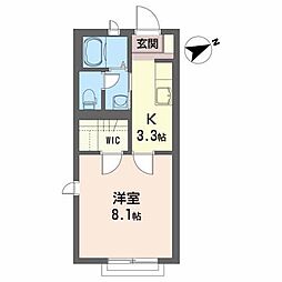 リトルウィング青葉 1Kの間取図画像