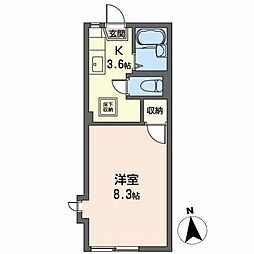 フラッツウエストヒルズ 1Kの間取図画像