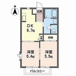 STap2 2DKの間取図画像
