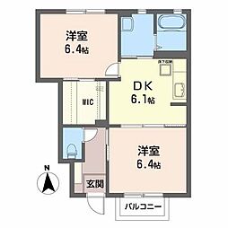 メゾン・ランツェスＡ 1階2DKの間取り