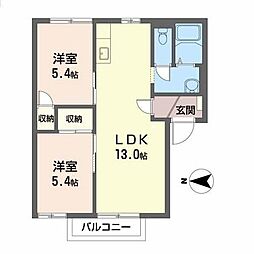 シャローム 2LDKの間取図画像