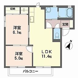 MaisondeBrightonB 2LDKの間取図画像