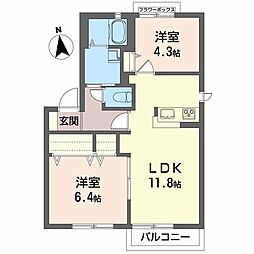メルベーユサーラA 2LDKの間取図画像