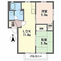 ディアス草野 2LDKの間取図画像