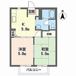 スプリングスフィールズA 2Kの間取図画像