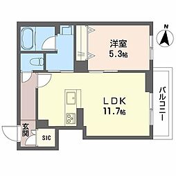 シャーメゾン南白土 1LDKの間取図画像