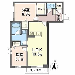 シャーメゾン南白土 2LDKの間取図画像