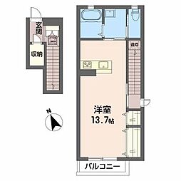 クオレールＳ 2階ワンルームの間取り