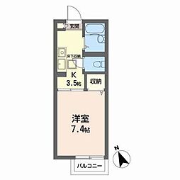 シャノンコート 1Kの間取図画像
