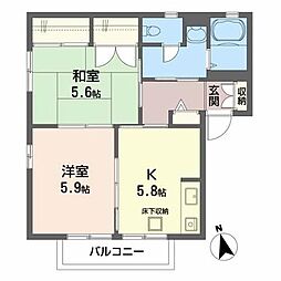 エメロードA 2Kの間取図画像