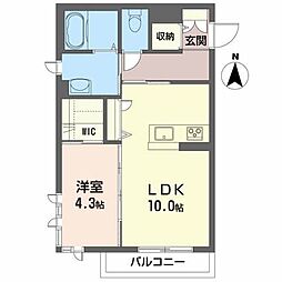 サザンシティー・クオレール 1LDKの間取図画像