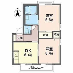 レジデンスK 2DKの間取図画像