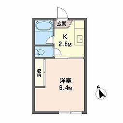ジュネス文屋 1階1Kの間取り