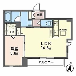 コンフォール木町 1階1LDKの間取り