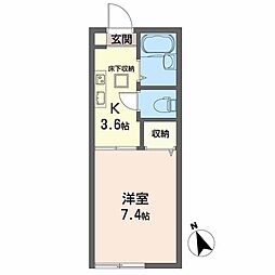 イースト・アレイ 1Kの間取図画像