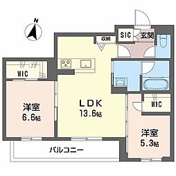 弓張月 上杉 2LDKの間取図画像