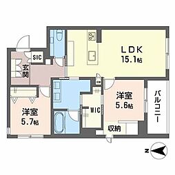 THE GARDEN 八幡 2LDKの間取図画像