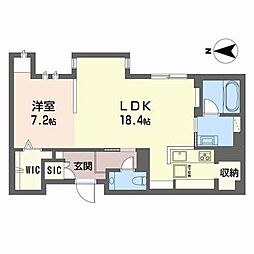 THE GARDEN 八幡 1LDKの間取図画像