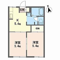 グラン・パティオ北上C 2Kの間取図画像
