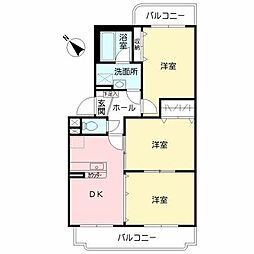 ヴィラグランドール 3DKの間取図画像