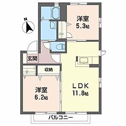 アプリコットA 2LDKの間取図画像