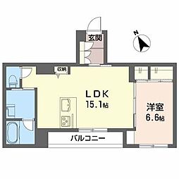レアリゼ長町 4階1LDKの間取り