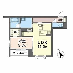 レアリゼ長町 1階1LDKの間取り