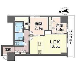 ナナアーク荒町 2LDKの間取図画像