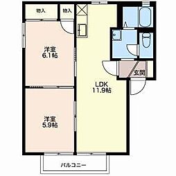 RinB 2LDKの間取図画像