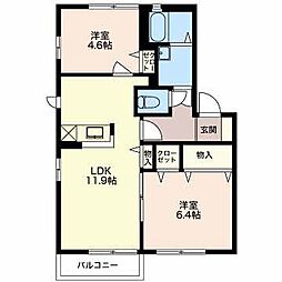 カラコレス桜台 2LDKの間取図画像