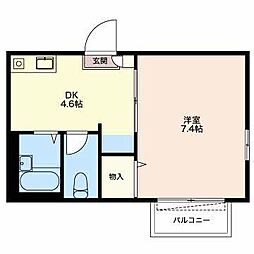 カーサ・マーク 1DKの間取図画像