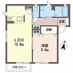 メル・ドゥーC 1LDKの間取図画像