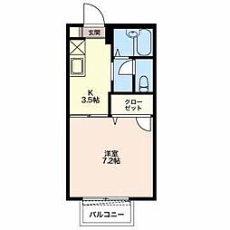 パサニア 1Kの間取図画像
